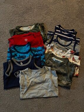 Kids Sleeveless Tank Top Set - Gray, Navy, Red, Blue, Green